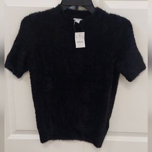 J. Crew Cozy Black Fuzzy Short Sleeve Sweater XXS